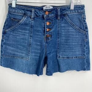 Oat Jean Shorts Women’s 28 Button Fly Cutoff Denim Coastal Vacation